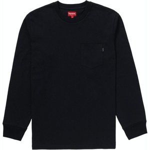 Supreme 100% Authentic Long Sleeve Pocket Tee Black Size Large